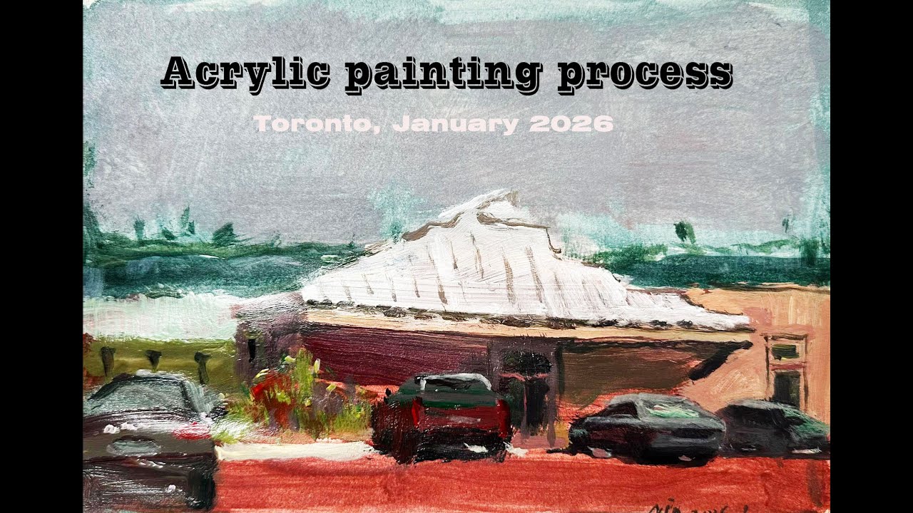 Artist landscape painting process