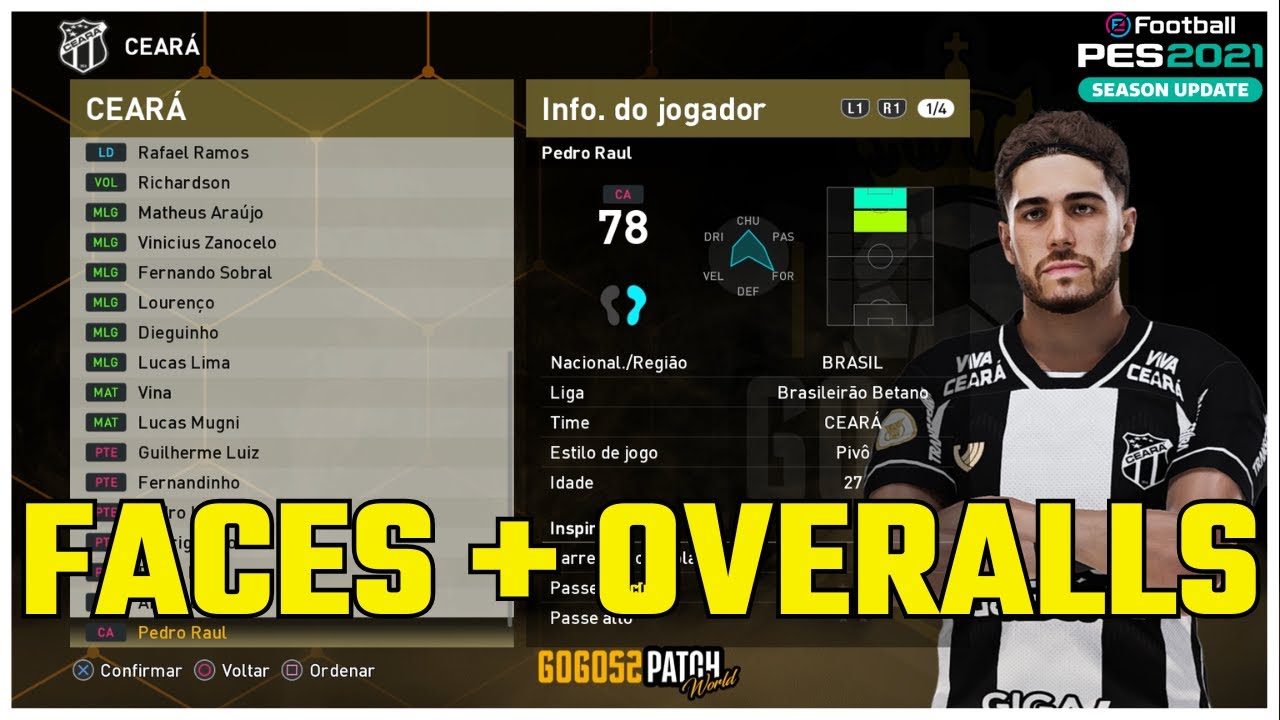 PES 2021 [GOGOSZ PATCH 8.15] TODAS AS FACES E OVERALLS DO CEARÁ (GOGOZS 2025)