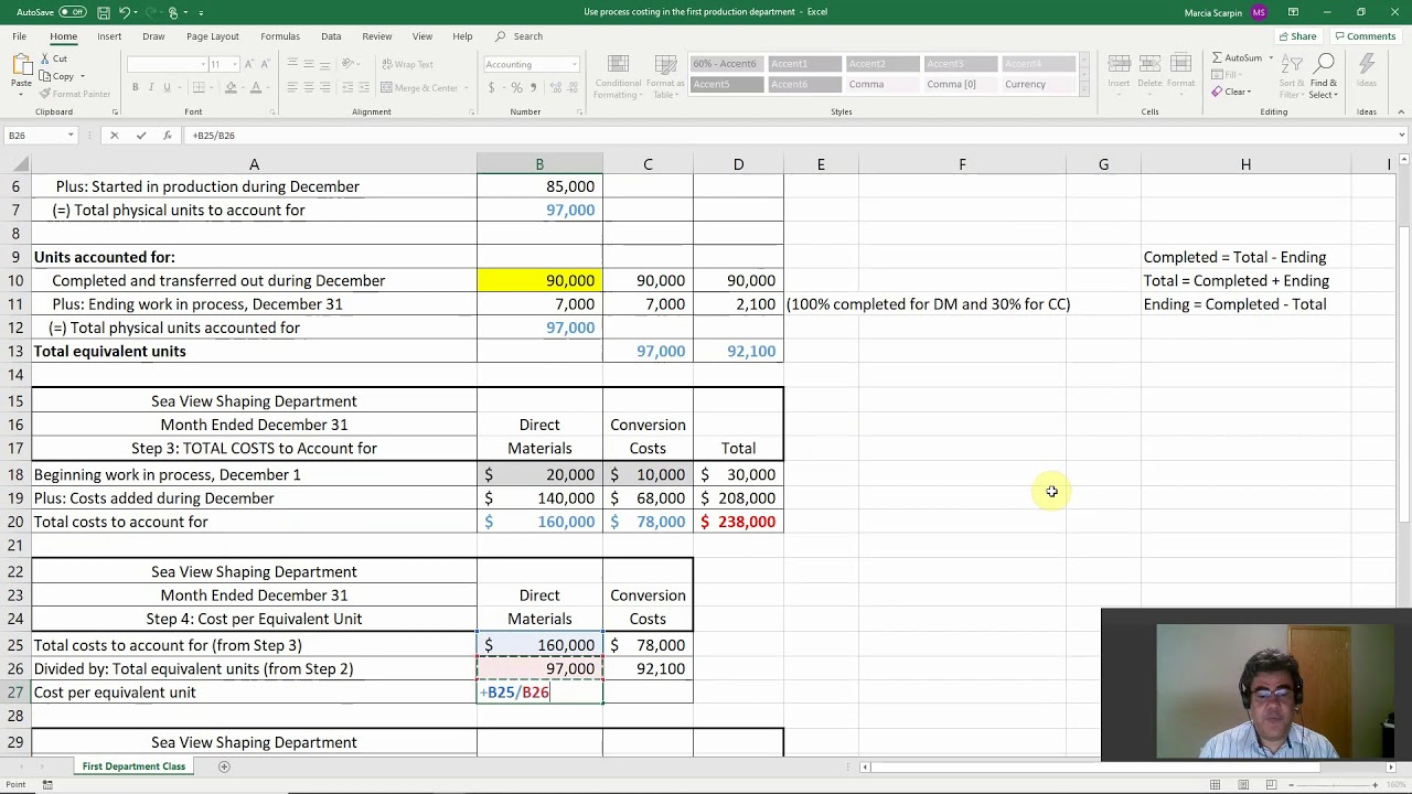 Use process costing in the first production department