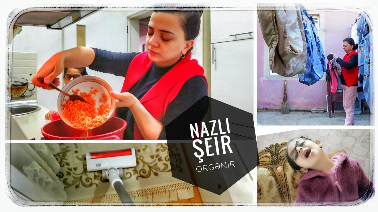 Vlog || Nazlı şeir əzbərləyir❤️|| Mərci supunu əvvəl necə bişirirdim🥣 || yuyulanlar bitmir👕