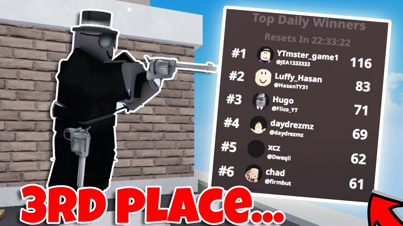 i got RANK 3 on LEADERBOARD in Murderers vs Sheriffs duels.. (roblox) 