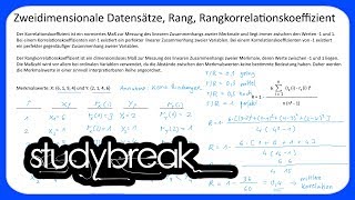 Zweidimensionale Datensätze, Rang, Rangkorrelationskoeffizient | Statistik