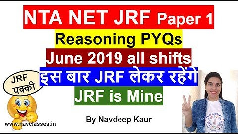 NTA NET JRF Mock Test 76 || Reasoning Paper 1 JUNE 2019 PYQs || By Navdeep Kaur
