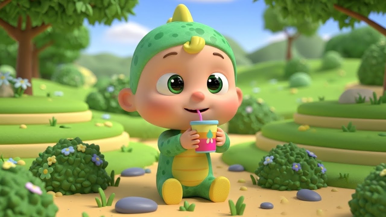 Dino Drinks His Juice | Fun Dino Action Song for Kids | Nursery Rhyme