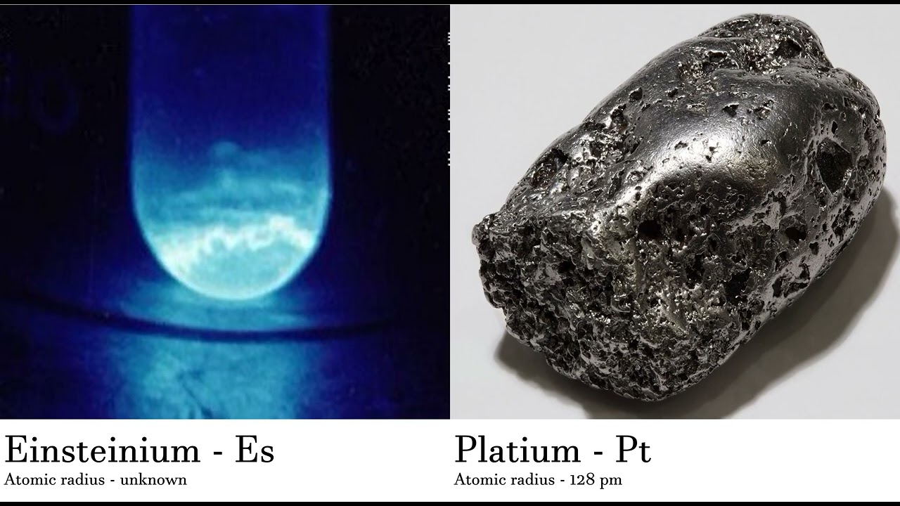 Einsteinium - Es vs Platium - Pt Comparing Element attributes Atoms