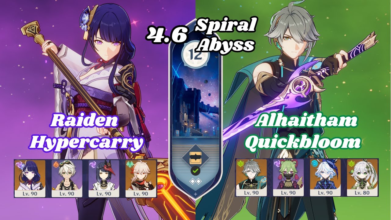 C3 Raiden Hypercarry & C0 Alhaitham | 4.6 Spiral Abyss | Floor 12 9 ...