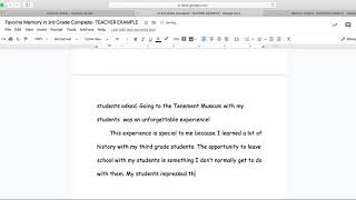 Favorite Memory Assignment: Completing Rough Draft
