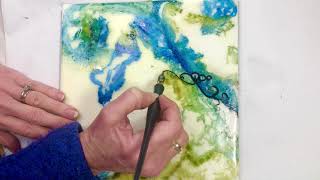 Encaustic and India Ink on Encausticbord™ by Shary Bartlett