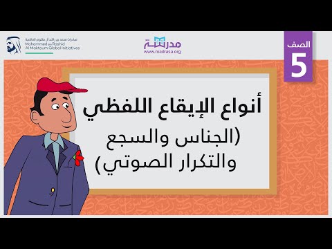 أنواع الإيقاع اللفظي الجناس والسجع والتكرار الصوتي الصف الخامس