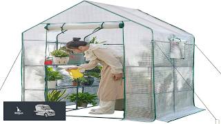 56x55x78 Walk in Greenhouse for Outdoors 3 Tier Plant House with 8 Shelves
