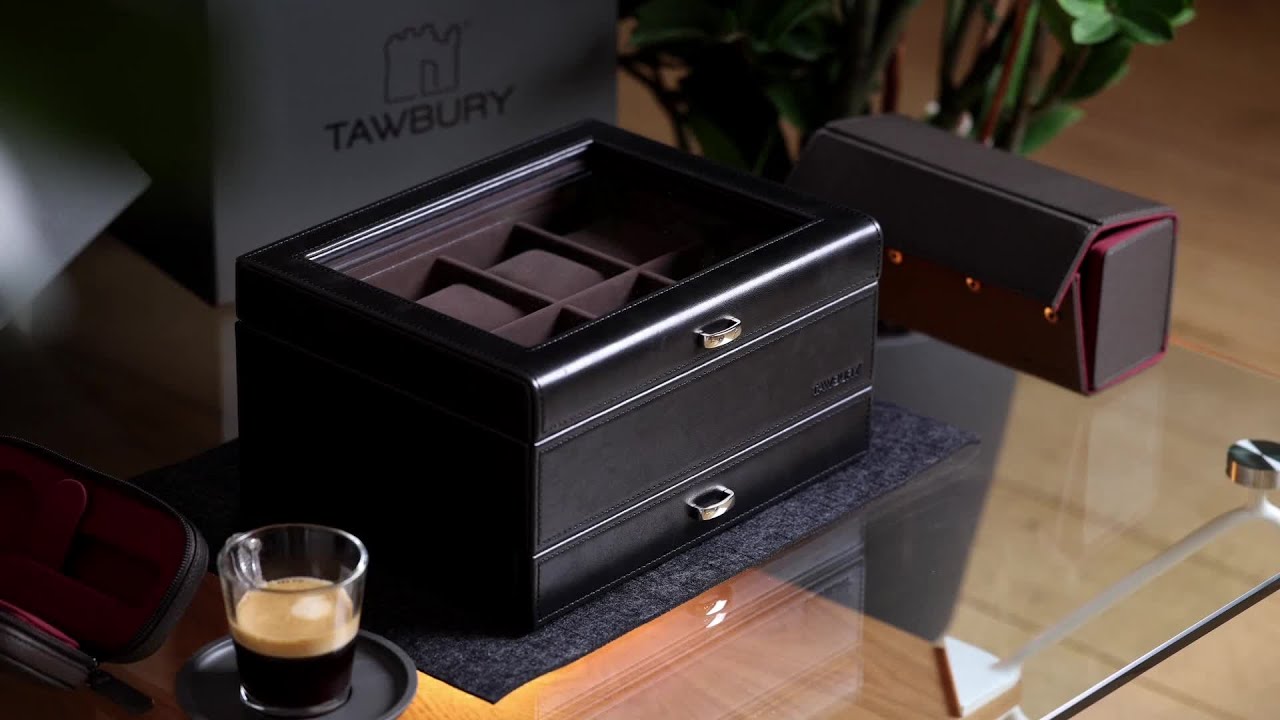 TAWBURY Bayswater 8 Slot Watch Box with Drawer - Black