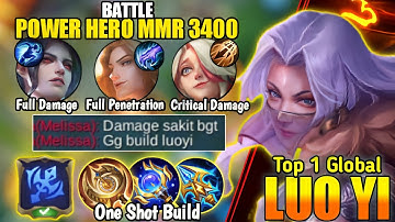 Crazy Damage!! Brutal One Shot Luo Yi 100% Shock | Build Luo Yi Tersakit | Top Global Luo Yi - MLBB