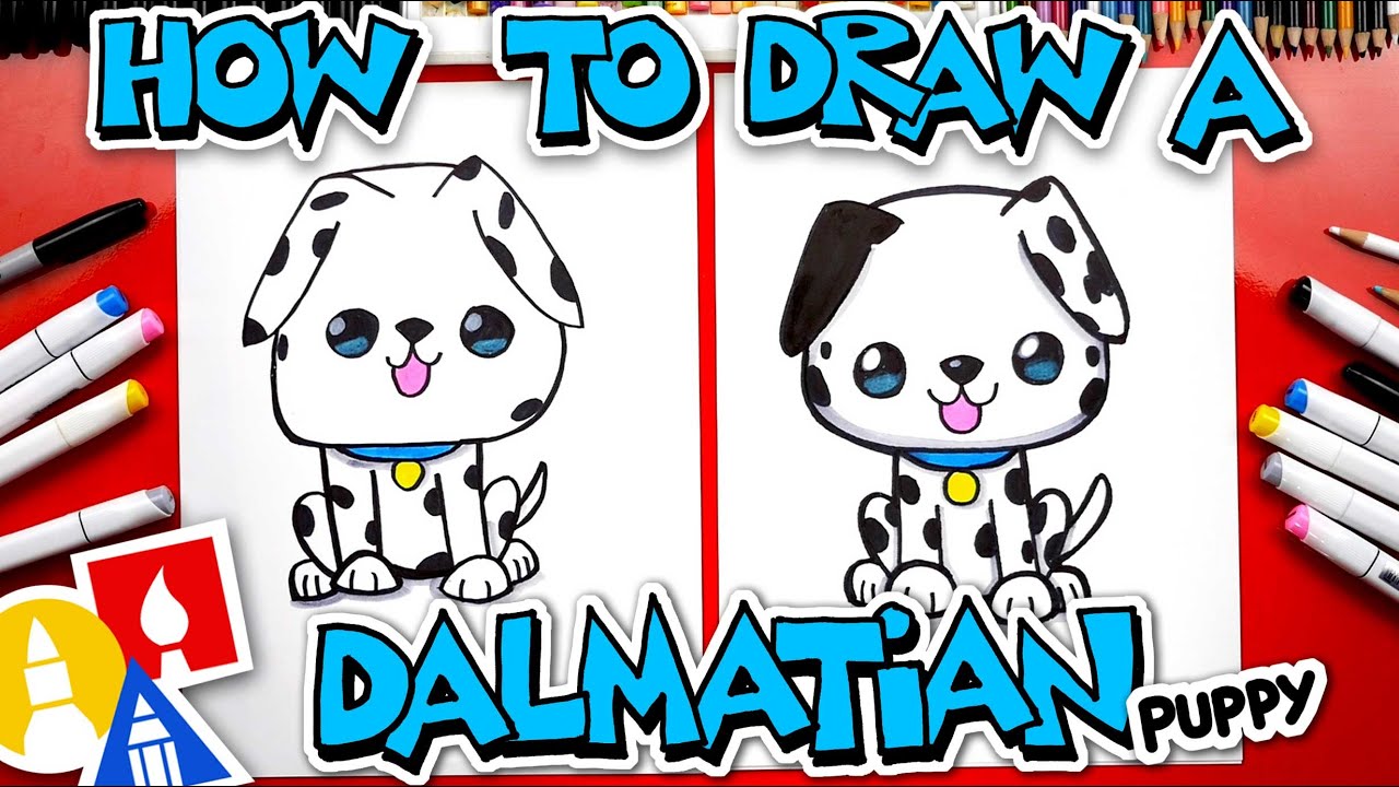 How To Draw A Cartoon Dalmatian Puppy - YouTube