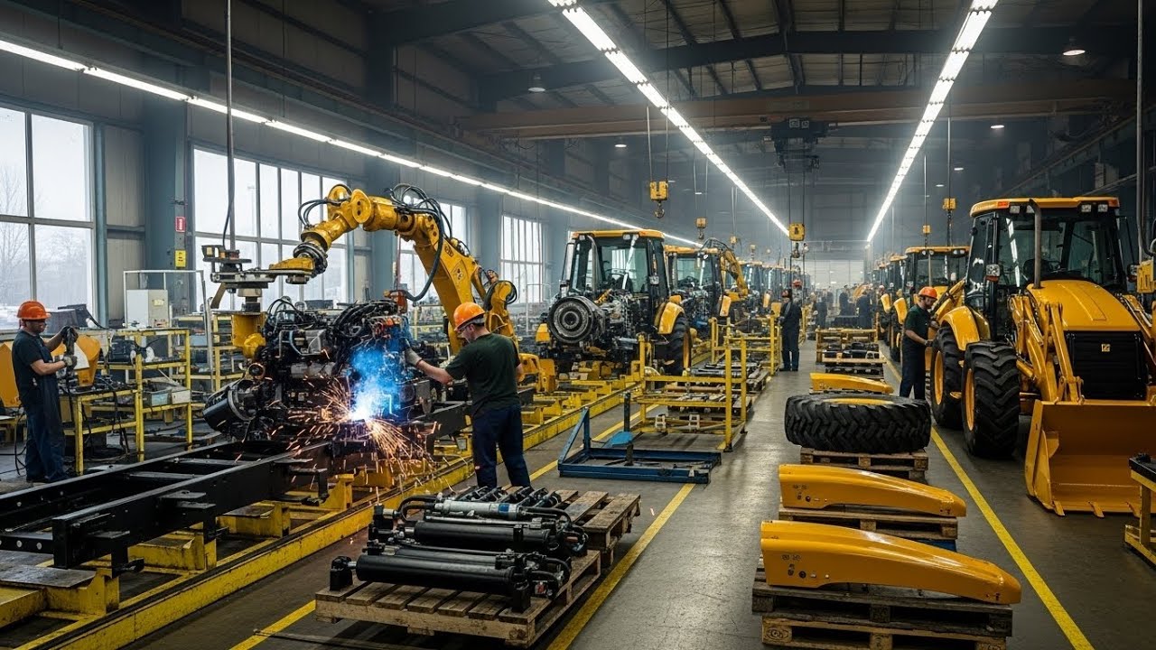 Backhoe Loader Manufacturing 🚜 Inside The Massive Production Line – Construction Equipment Factory