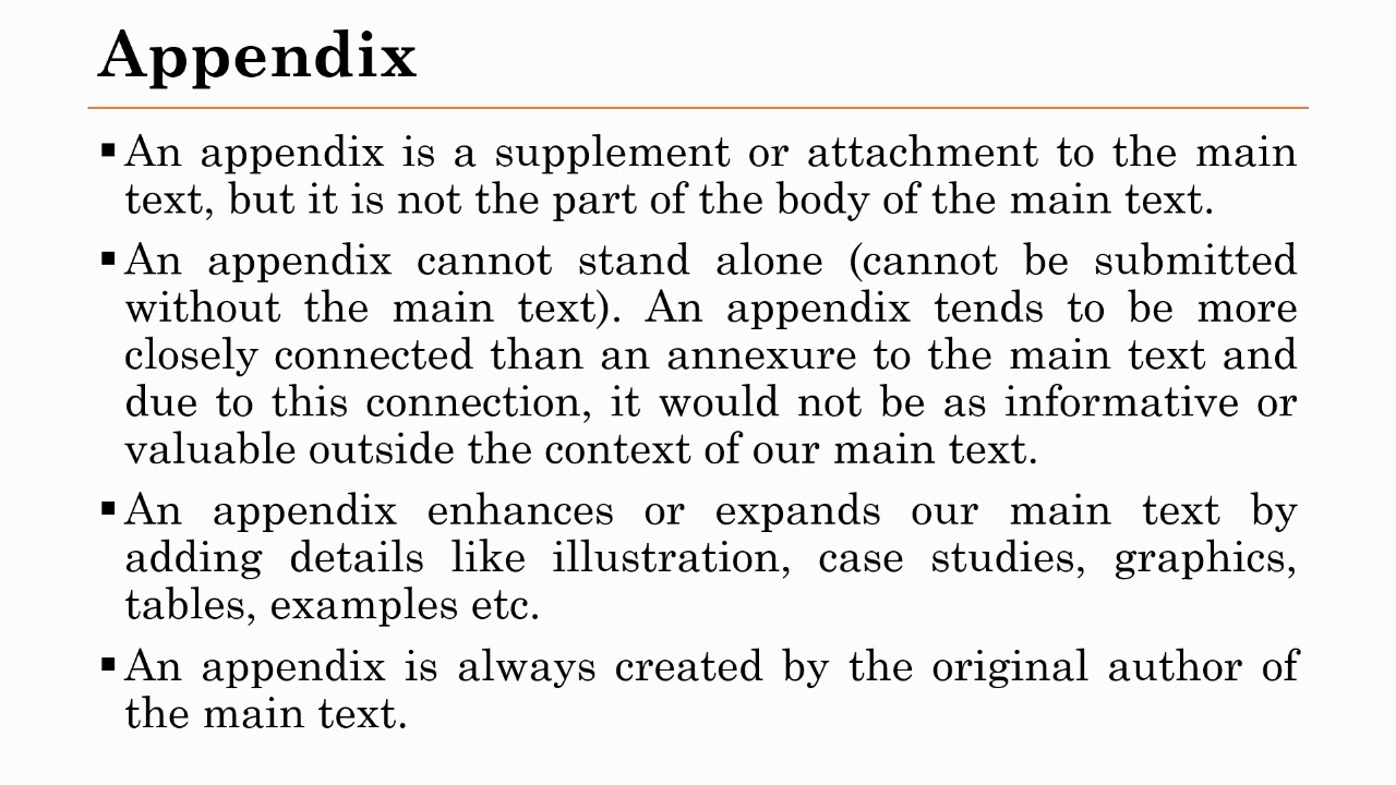 thesis annex or appendix