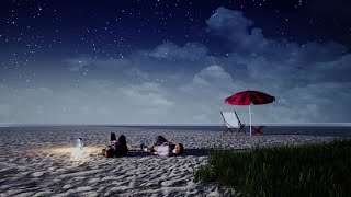 Download Lagu Cozy Couple Watching Stars On The Beach - 1 Hour Ambience, Relaxing, Sleep, Stress Relief, Study MP3