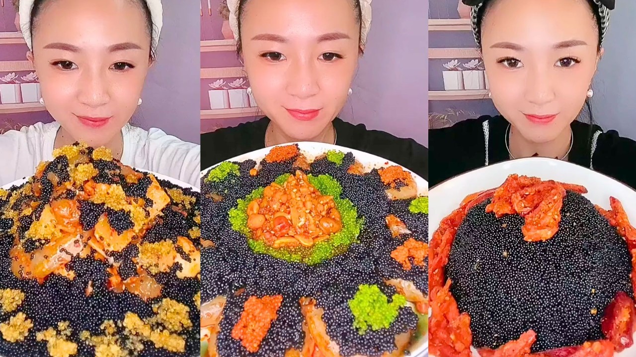 Kimchi Cod Roe Black Fish Roe Platter with Kimchi and Chili Peanut Center - YouTube