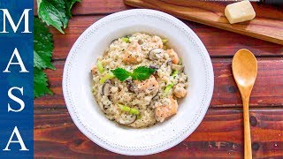 鮭魚和風奶醬燉飯/Salmon Wafu Cream Risotto |MASAの料理ABC