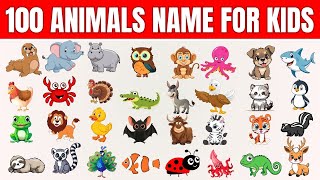 Learn Animals in English | 100 ANIMALS for Kids |100 Animals Name for Kids | Animals | KiddieBrainTv