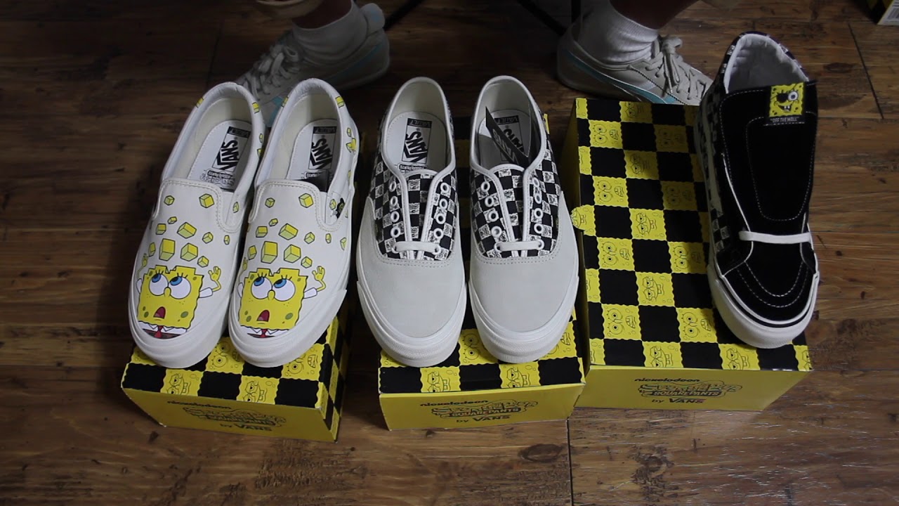 vans slip on x spongebob