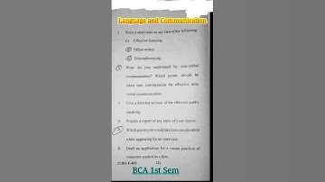 language and communication|| question paper 2022 ||bca first semester||