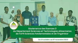 Soutenance des étudiants du département sciences et technologies alimentaires- STA.