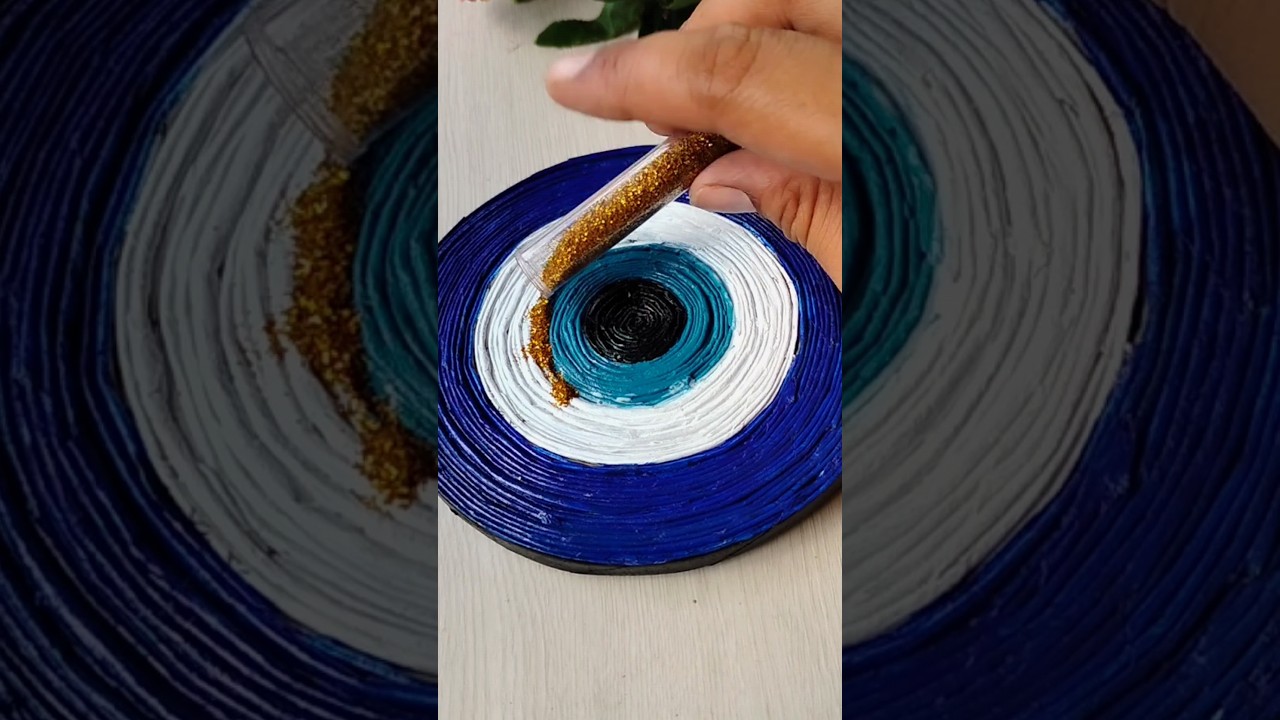 Diy Evil Eye wall hanging made with newspaper roll 🧿 