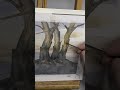 A Tree Trio of Light. Watercolor Landscape