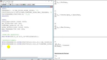 Solución en LINGO del Ejercicio 4 de Programación Lineal (Distribución de Recursos Agrícolas)