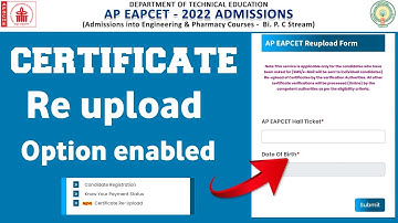 ap eamcet 2022 bipc Counselling Certificate re upload option enabled