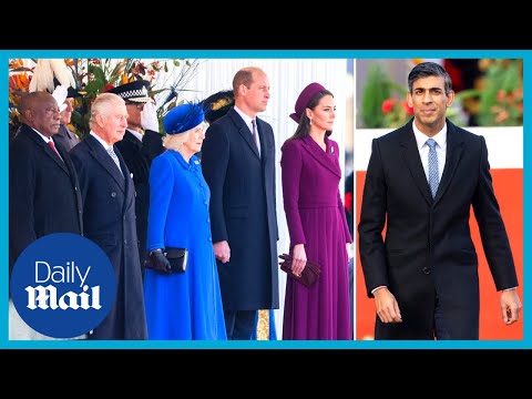 King charles, rishi sunak and royal family meet south african president cyril ramaphosa