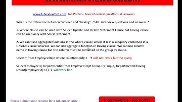 what is the difference between where and having clause sql interview question and answer
