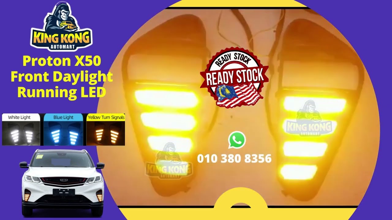 Proton X50 Front Daylight Running LED Foglamp Mustang Reflector Signal 4 Line Daytime Running Light