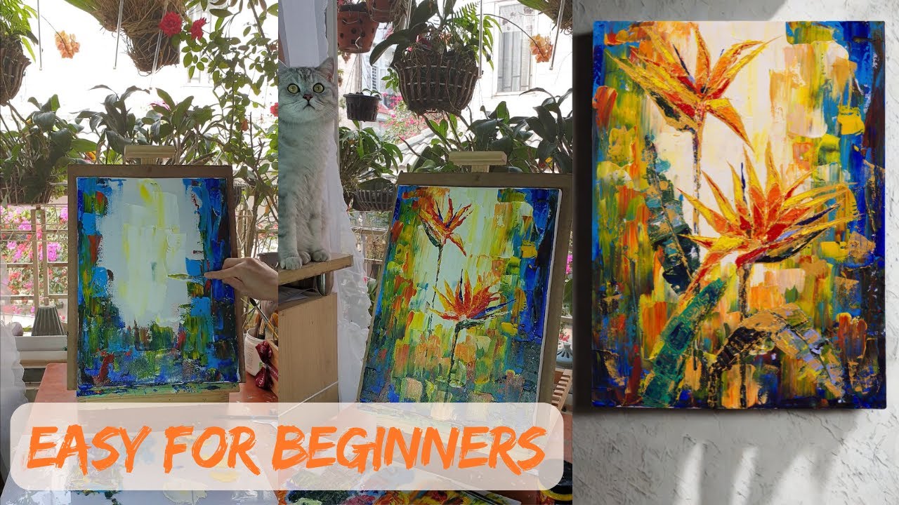 Easy Acrylic Flower Painting With Palette Knife | Acrylic Painting Tutorial #06 