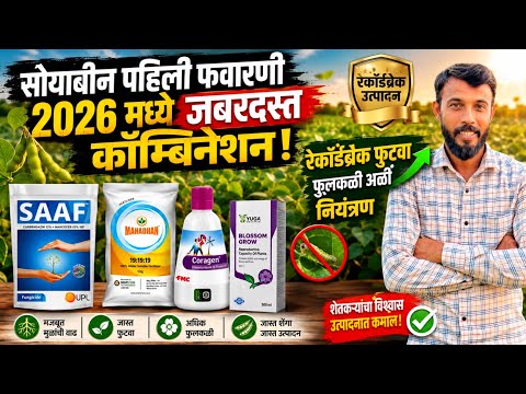 सोयाबीन पहिली फवारणी | फुटवा फुलकळी अळी नियंत्रण | soyabean pahili favarni | milind bhor soyabean
