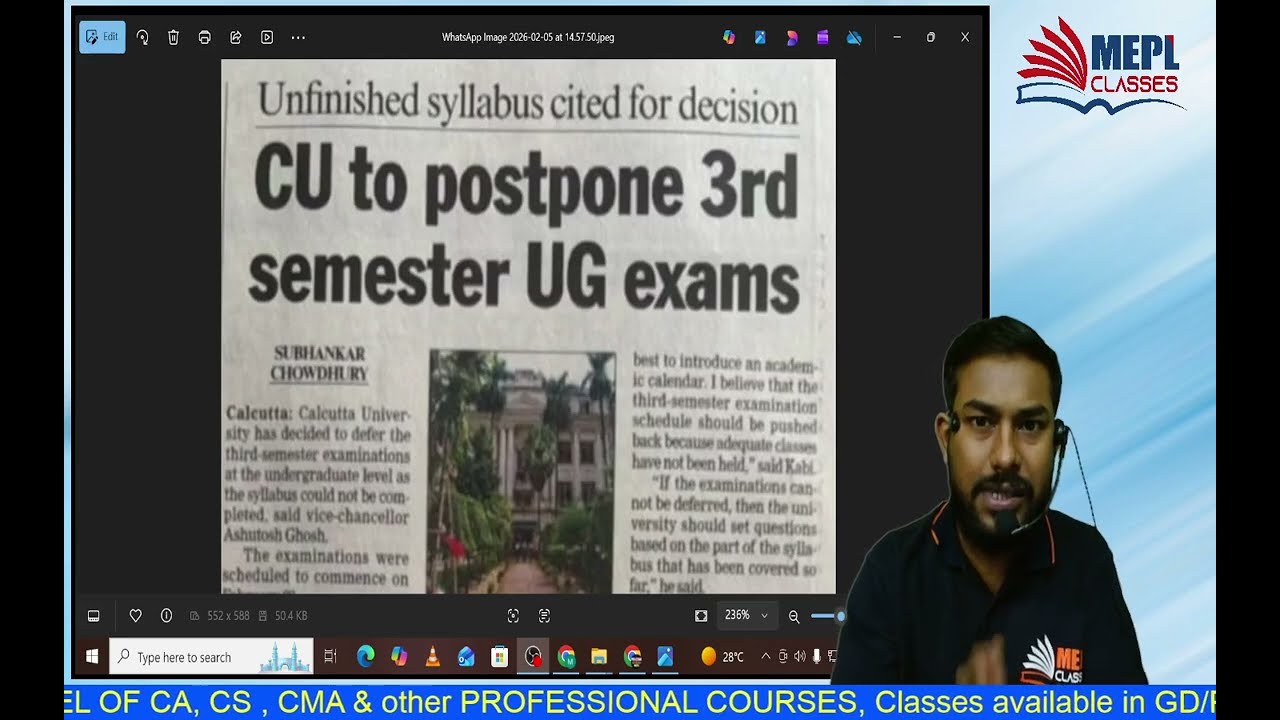 BREAKING NEWS By CU😲 B.Com Sem 3 - EXAMS POSTPONED ? | MEPL Commerce Hub