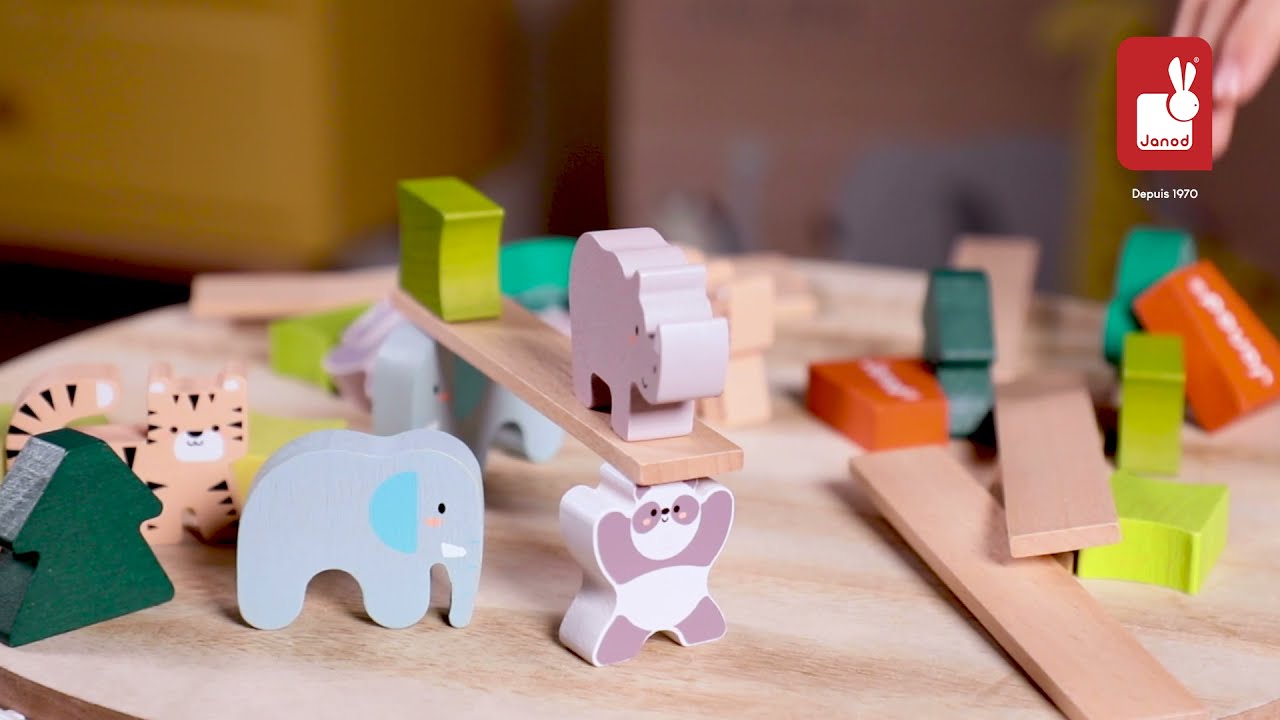 Janod – Jeu D'équilibre Les Animaux Equilibristes – 26 Pièces En Bois FSC – Empilement Créatif Dès 2 Ans – Partenariat WWF