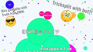 Agar.io// Tricksplit with bot?! + Nice Gameplay with Truth!