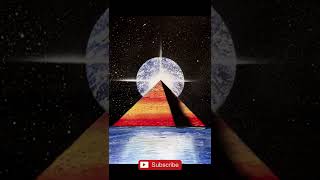 Pyramid with planet behind spray paint #shorts