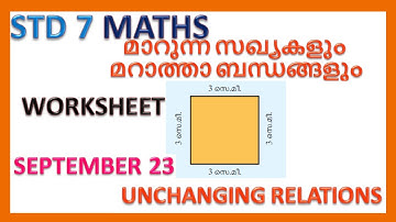VICTERS STD 7| MATHS| WORKSHEET| SEPTEMBER 23 |UNCHANGING RELATIONS
