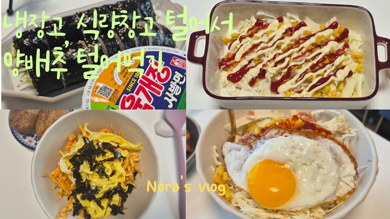길거리토스트 ㅣ 케요네즈 양배추 샐러드 ㅣ 비빔우동 ㅣ 양배추 묵은지 김밥 ㅣ 양배추 요리로 일주일 살아남기 vlog