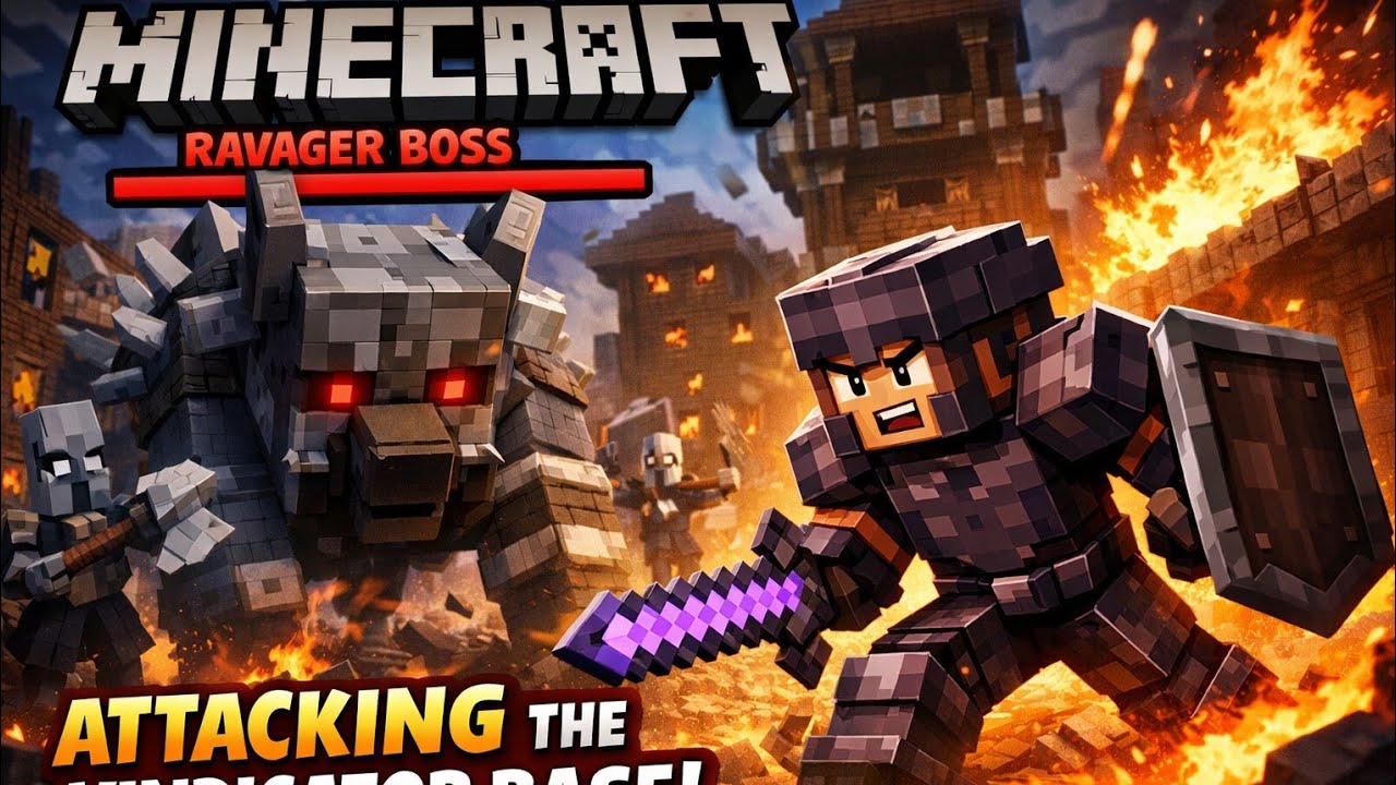 I Attacked the Vindicator Base 😱 | Ravager Boss Fight in Netherite Armor | Minecraft Hindi