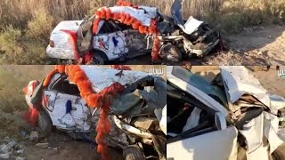 حادث سيارة مؤلم لزوجان في يوم زفافهم في محافظة الديوانية بسب السرعة التفاصيل في الفيديو