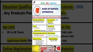 Bank of Baroda Apprentice Online Form 2026| New Vacancy 2026| Daily_Job_Updates #shorts