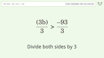 Solving Linear Inequalities: 3b+40 is Greater Than  -53