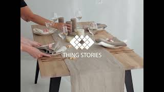 Thing Stories. Natural linen table runner and placemats for beige and calm table setting