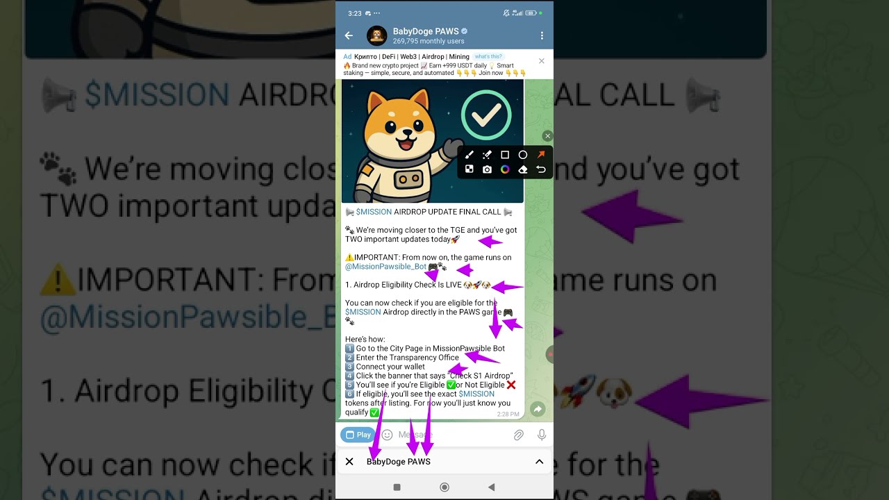 Babydoge paws 🐾 airdrop eligibility checker -how to connect your withdrawal address 