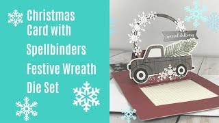 Christmas Card with Spellbinders Wreath Slider Die