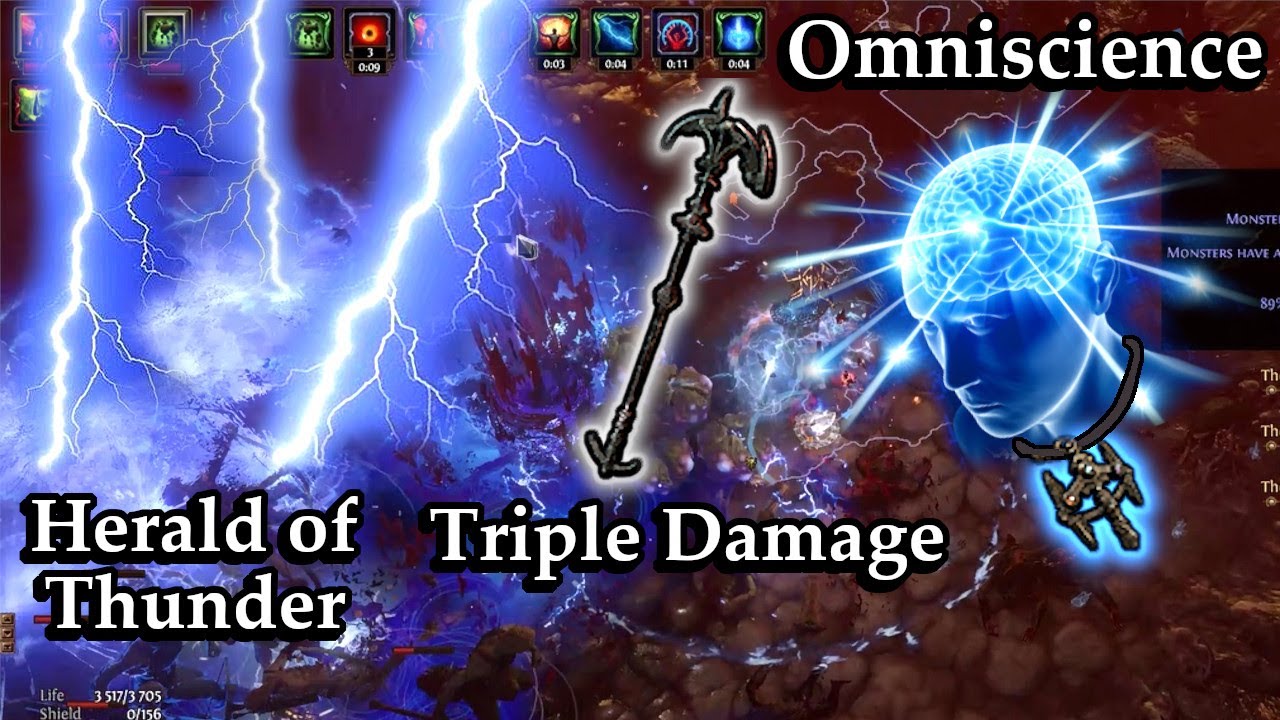 Omniscience stacking, Triple damage Herald of Thunder - Path of Exile (3.17 Archnemesis)