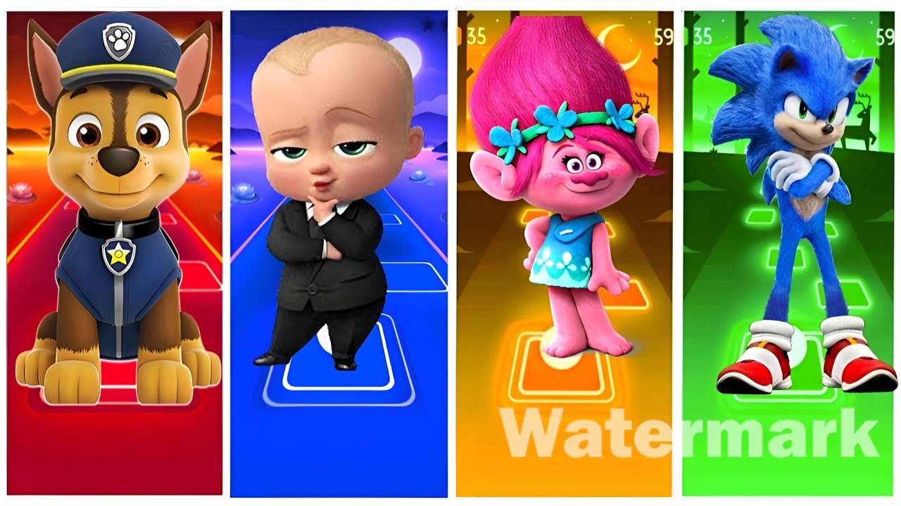 Tiles hop Paw Patrol Baby boss Trolls Sonic EDM RUSH Songs (Cover) #coffindance #sonic #pawpatrol